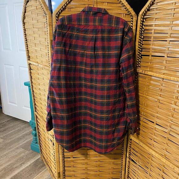 Vintage Ralph Lauren The Big Oxford Red Navy Plaid Shirt Men’s L 100% cotton - Picture 5 of 5